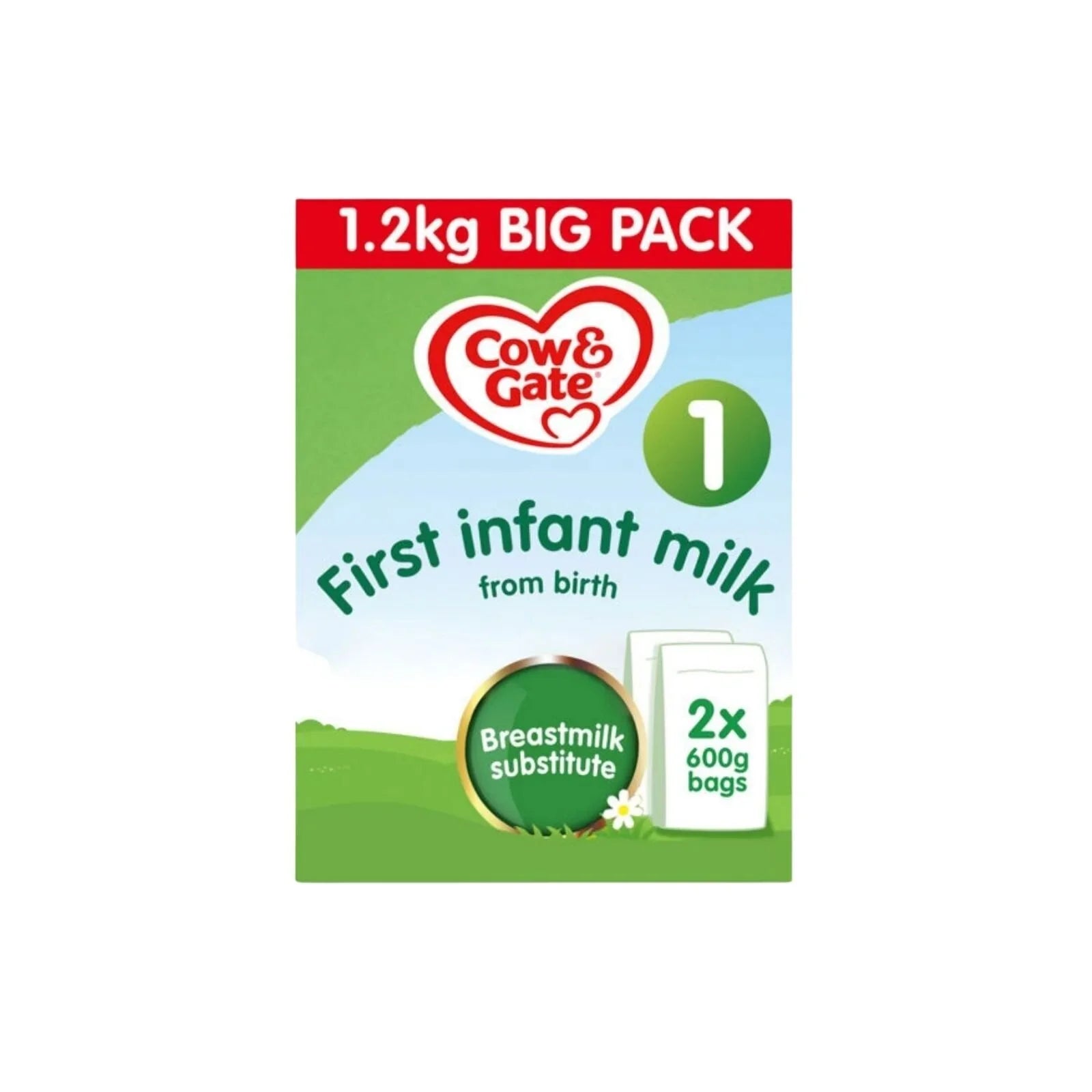 Cow and Gate 1 First Infant Milk Formula - from Birth 1.2kg (2x600g)