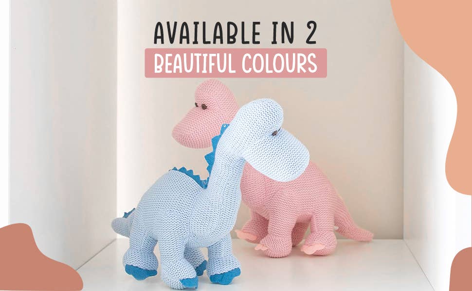 Best Years Ltd - Dinosaur Baby Rattle, Knitted Organic Cotton Blue Diplodocus