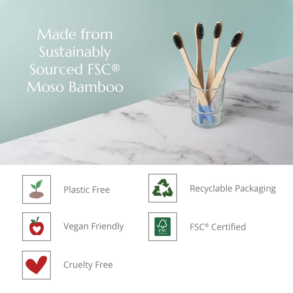 Adult Bamboo Toothbrush - 4 Pack - Firm Bristles - Baby&More