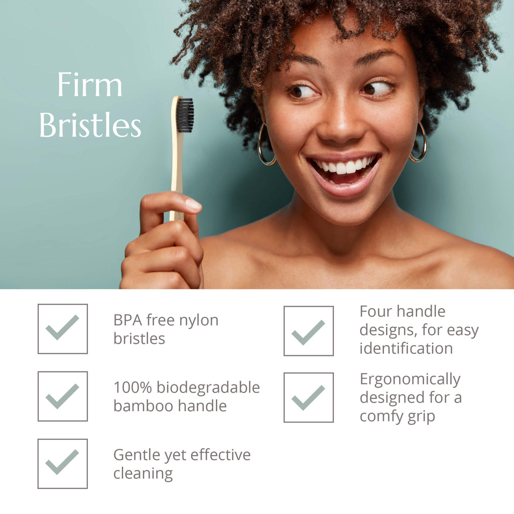 Adult Bamboo Toothbrush - 4 Pack - Firm Bristles - Baby&More