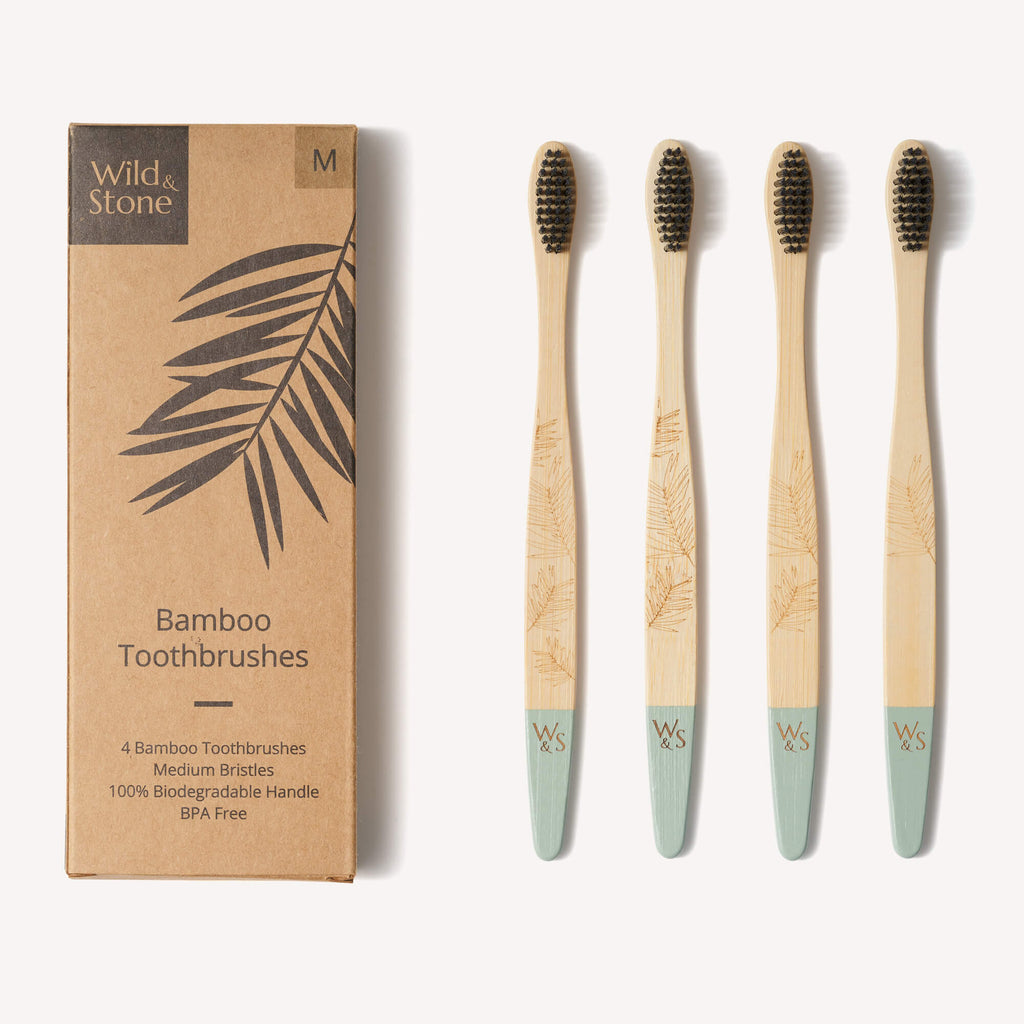 Adult Bamboo Toothbrush - 4 Pack - Medium Bristles - Baby&More