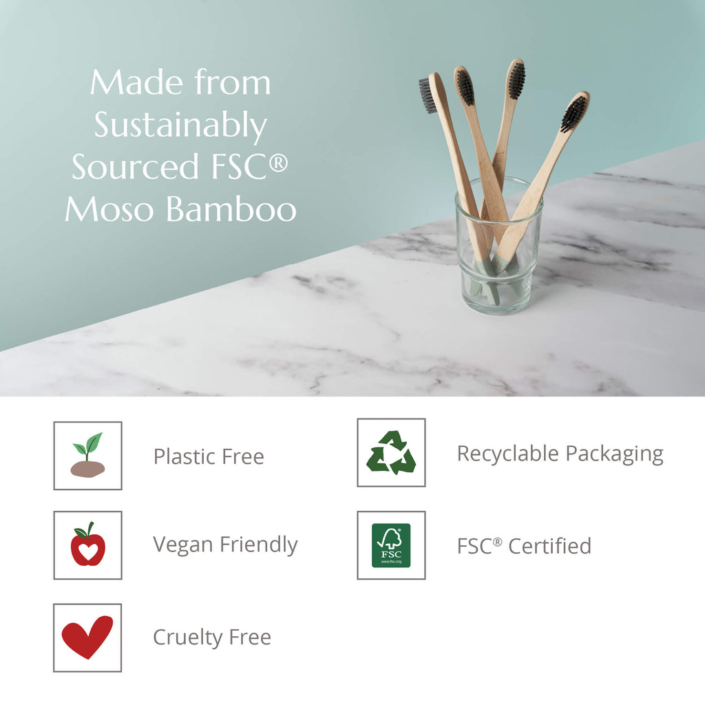 Adult Bamboo Toothbrush - 4 Pack - Medium Bristles - Baby&More
