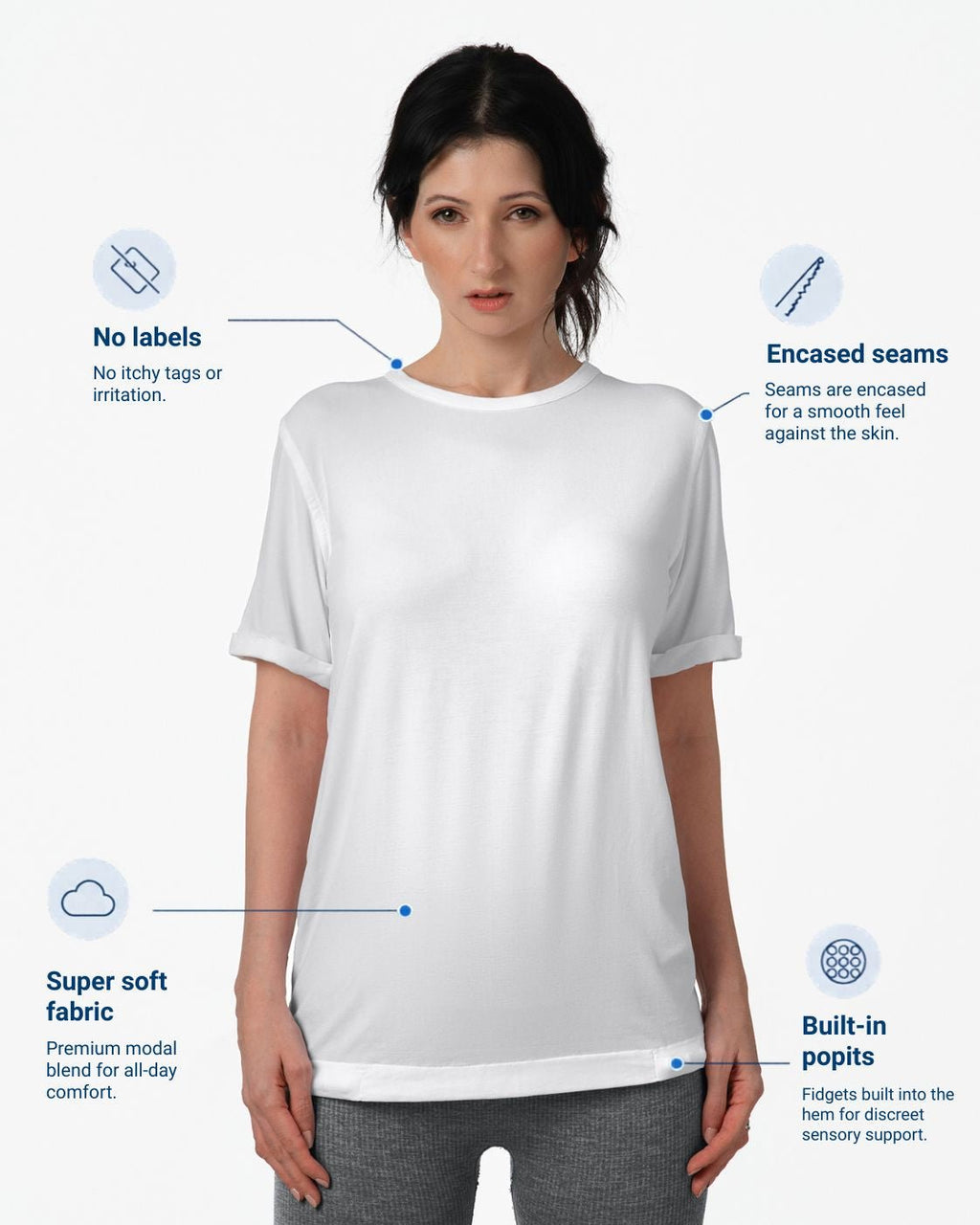 Adult Fidget - T - Sensory Clothing with built - in pop fidgets - Baby&More