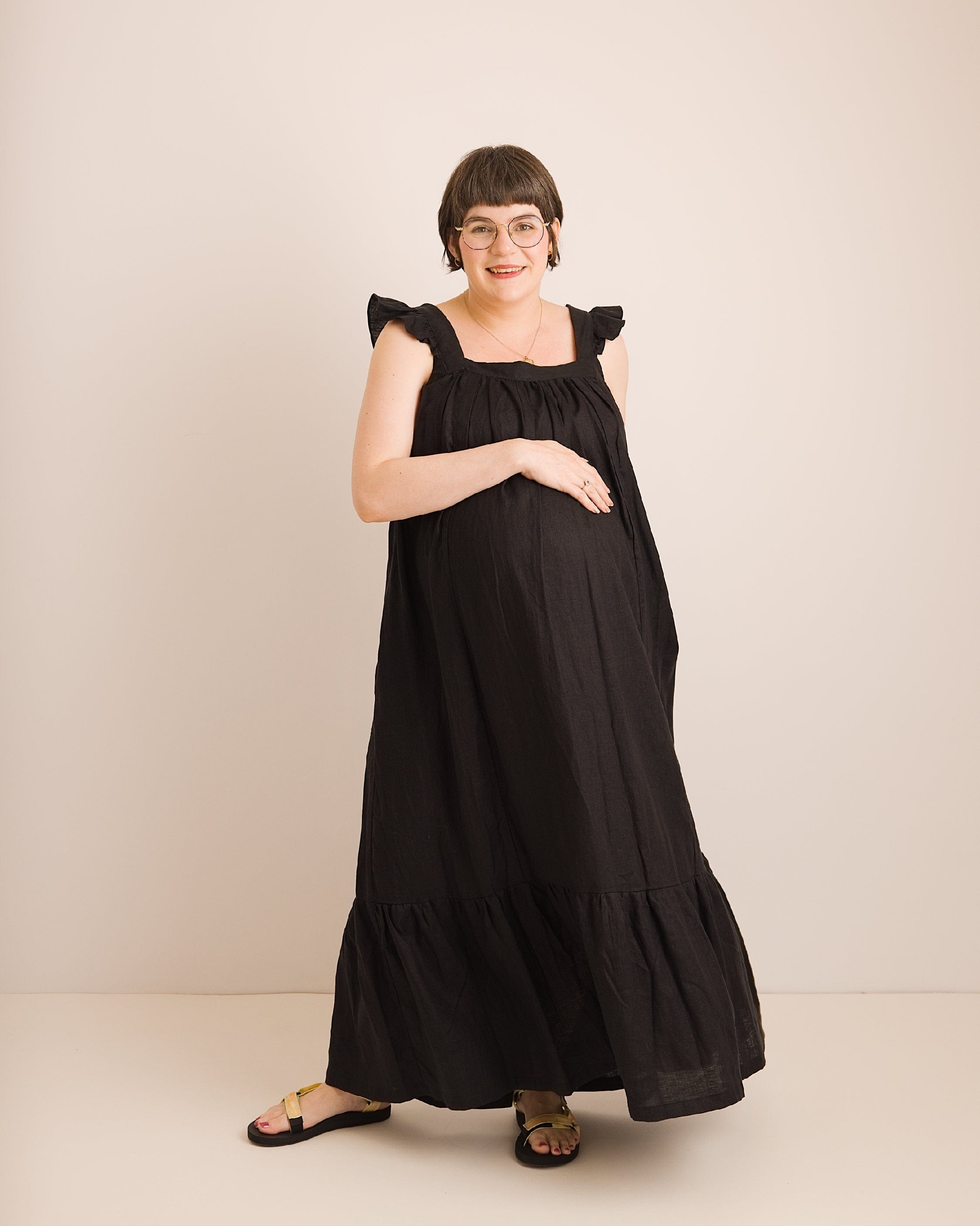 Journy Airi Maternity / Breastfeeding Linen Maxi Dress - Black