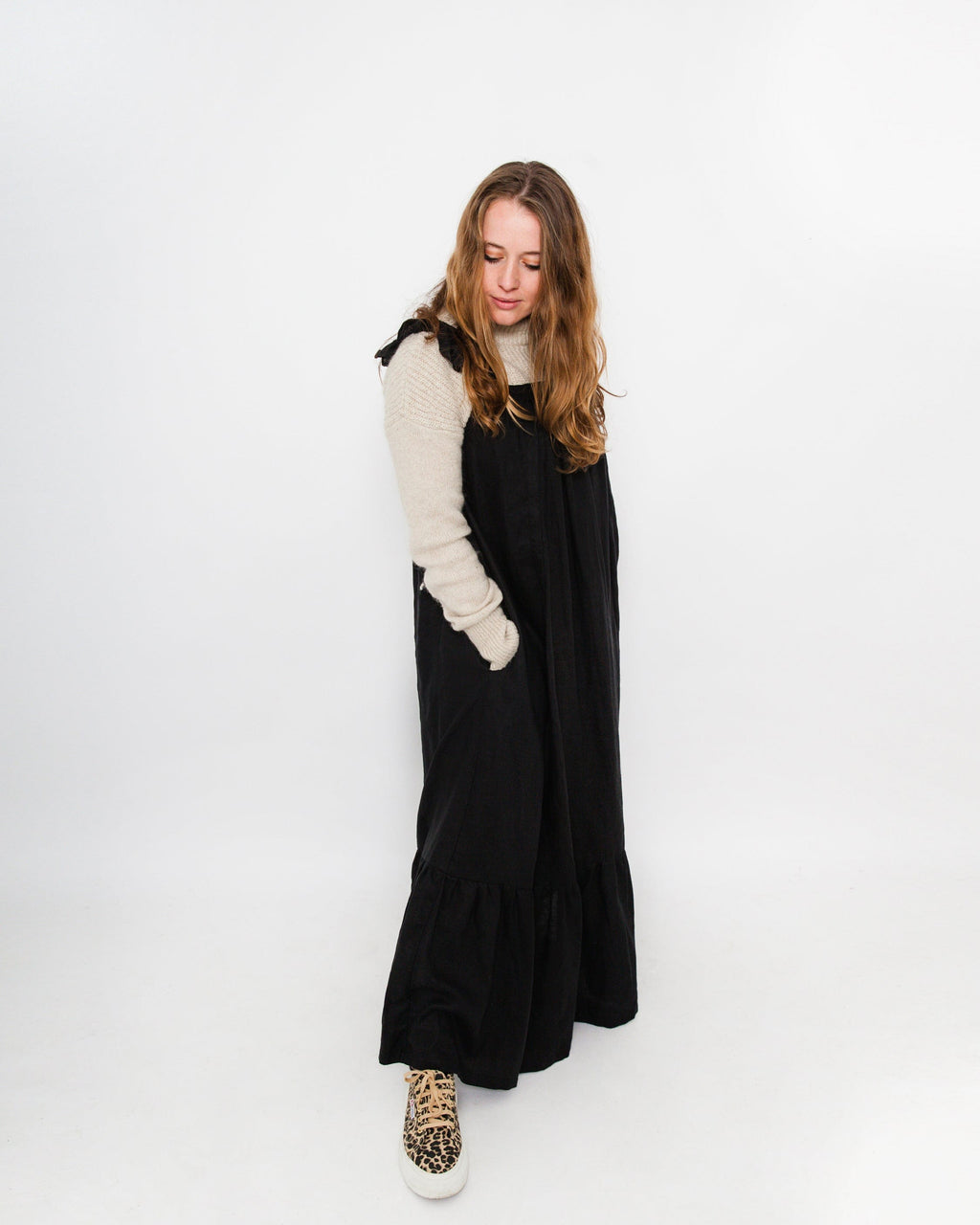 Journy Airi Maternity / Breastfeeding Linen Maxi Dress - Black