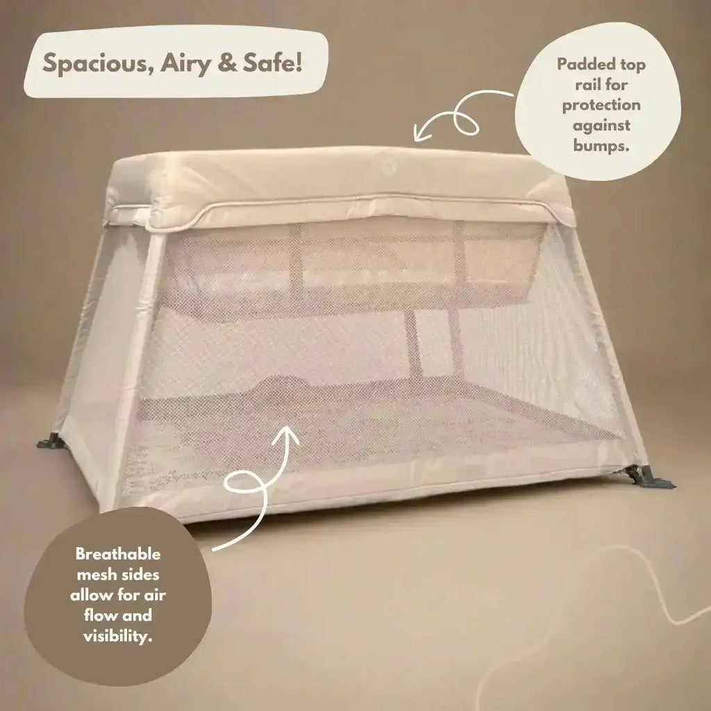 Airpod 3 Travel Cot Includes Newborn Bassinet Insert - Beige - Baby&More