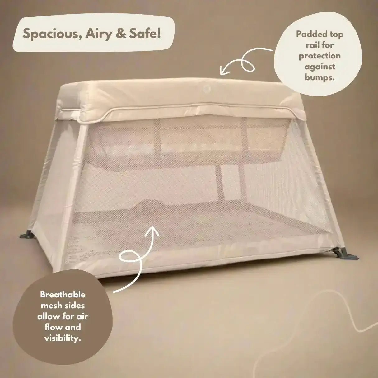 Airpod 3 Travel Cot Includes Newborn Bassinet Insert - Beige - Baby&More