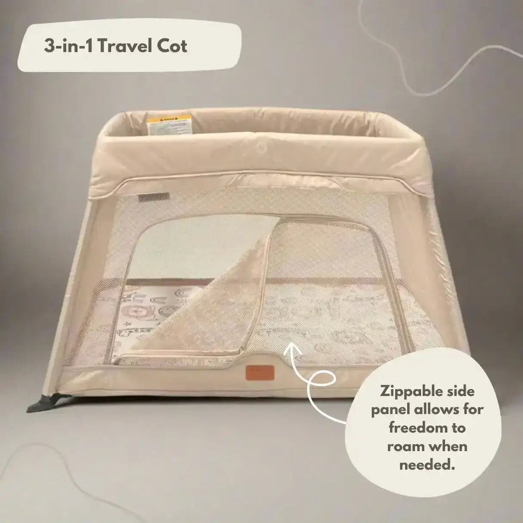 Airpod 3 Travel Cot Includes Newborn Bassinet Insert - Beige - Baby&More