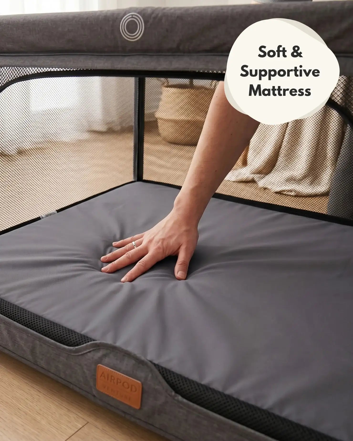 Airpod 3 Travel Cot Includes Newborn Bassinet Insert - Dark Grey - Baby&More