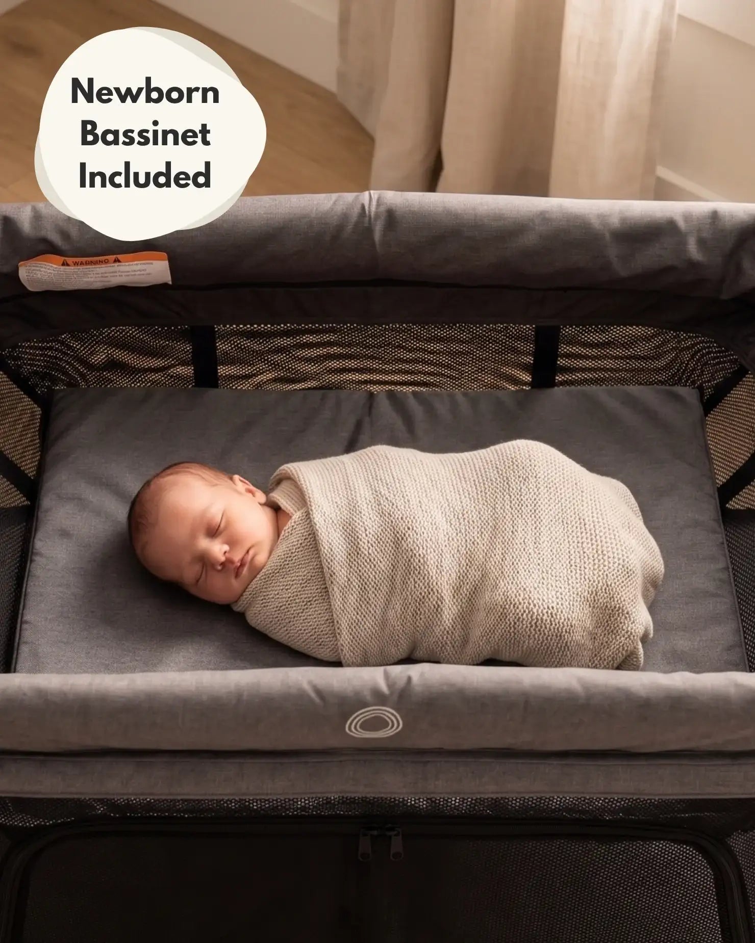 Airpod 3 Travel Cot Includes Newborn Bassinet Insert - Dark Grey - Baby&More