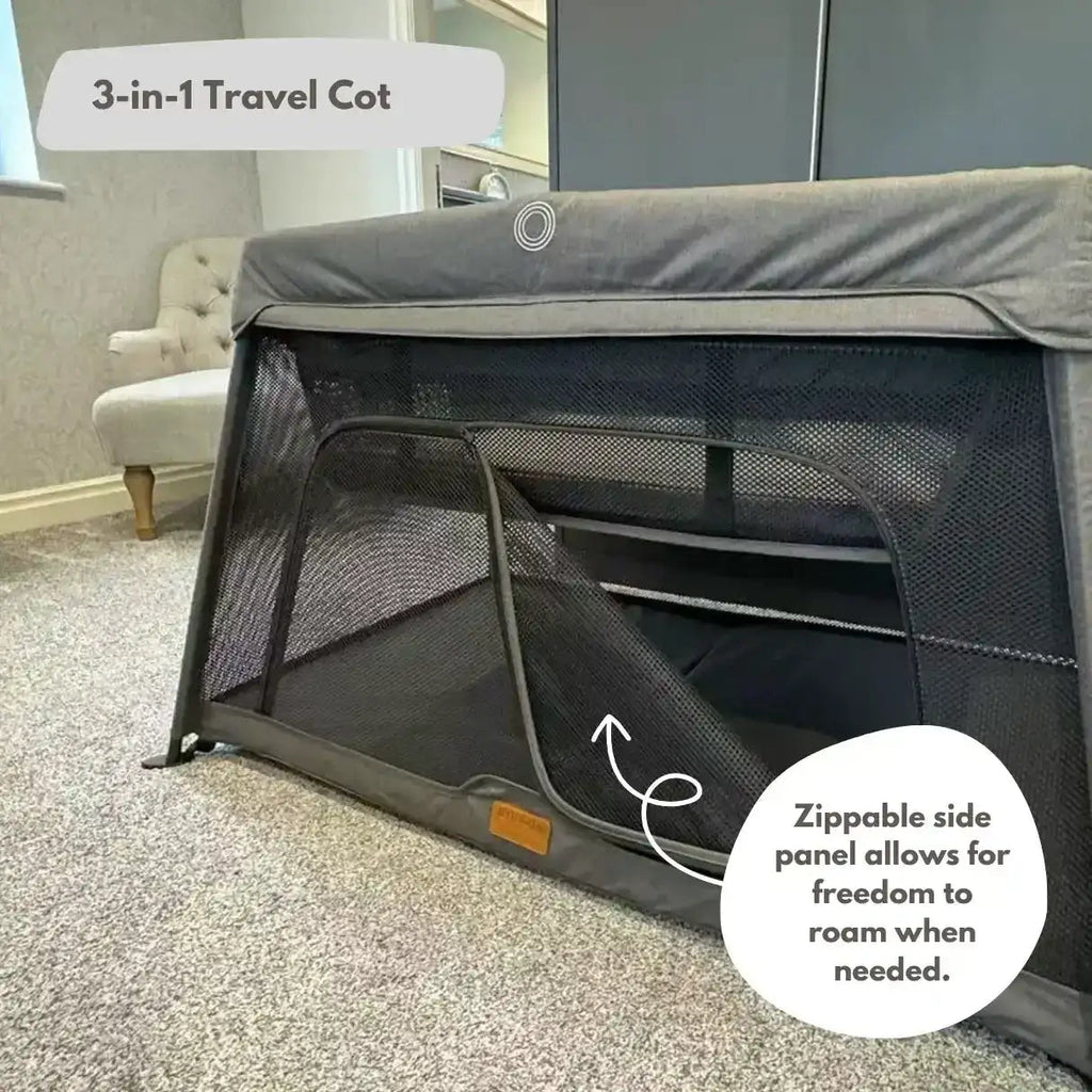 Airpod 3 Travel Cot Includes Newborn Bassinet Insert - Dark Grey - Baby&More