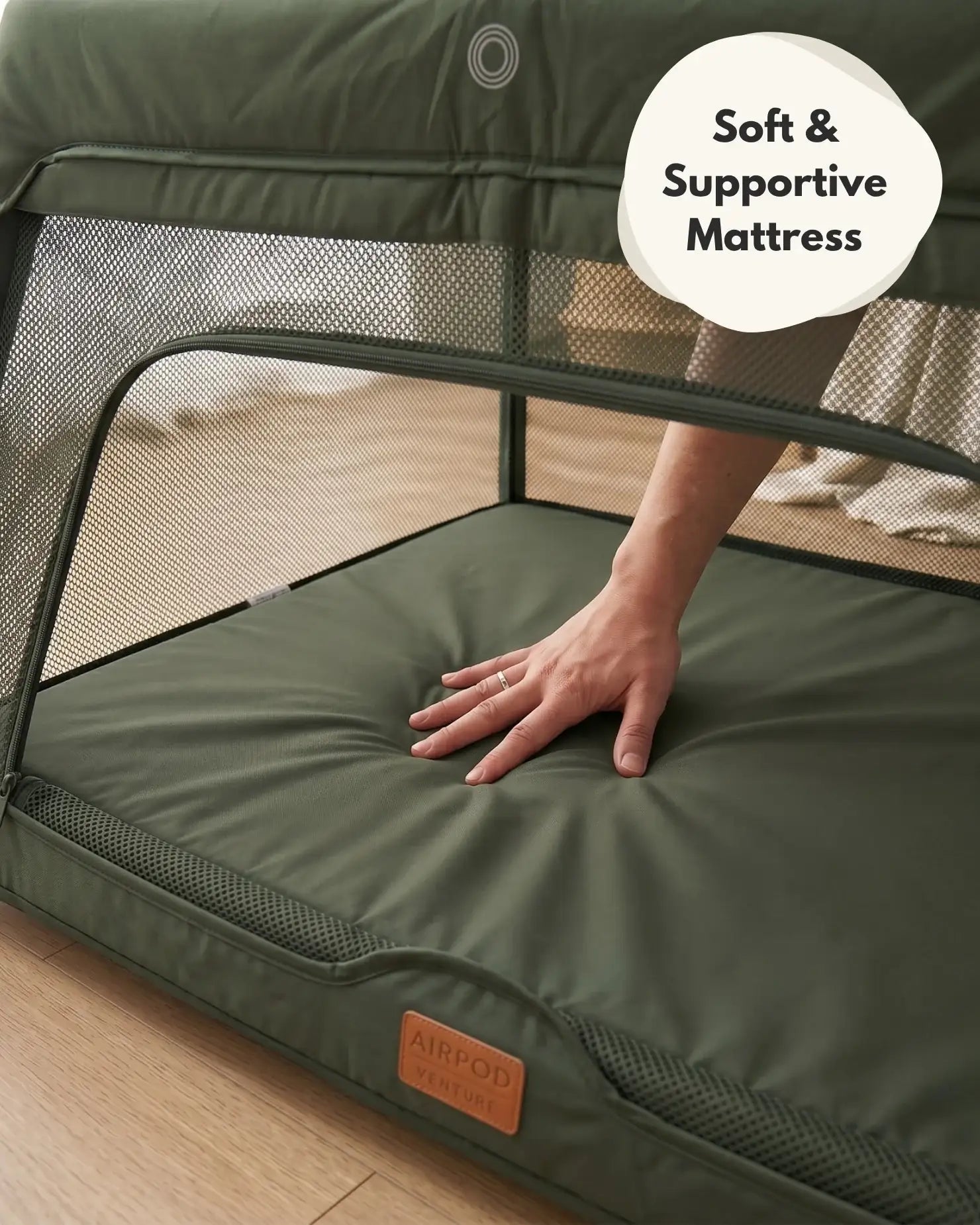 Airpod 3 Travel Cot Includes Newborn Bassinet Insert - Green - Baby&More