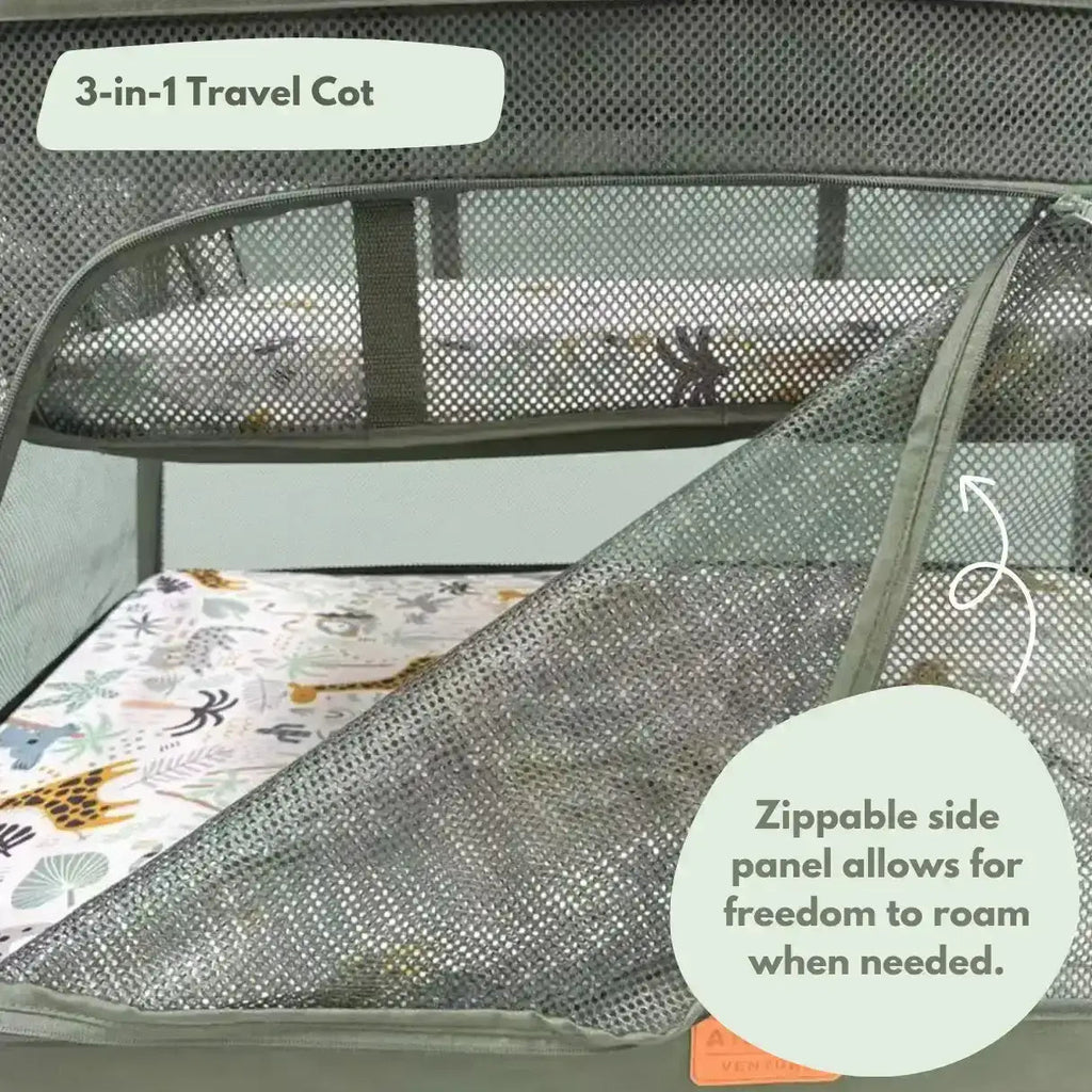 Airpod 3 Travel Cot Includes Newborn Bassinet Insert - Green - Baby&More