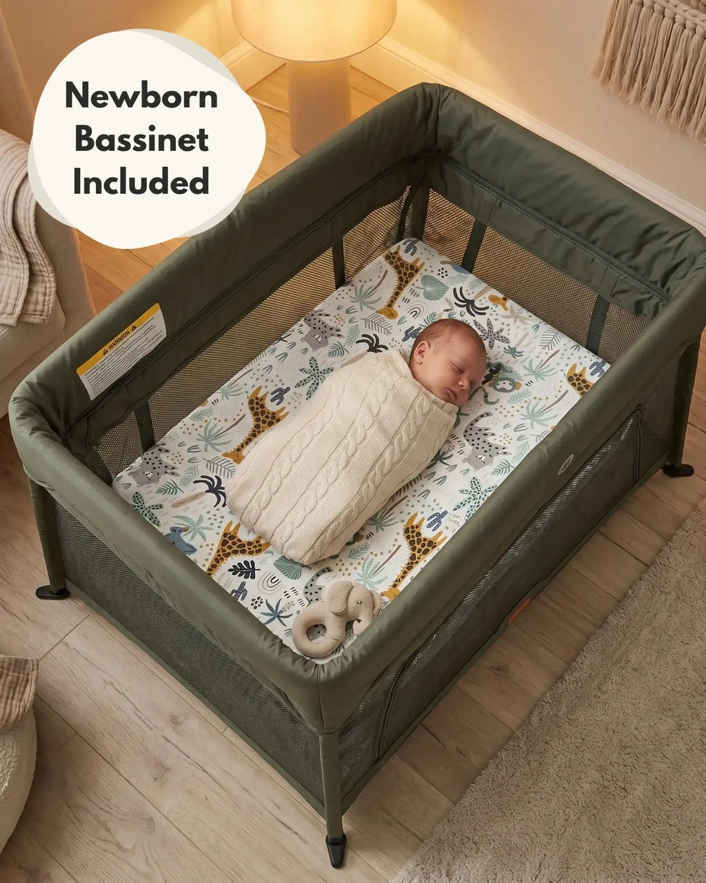 Airpod 3 Travel Cot Includes Newborn Bassinet Insert - Green - Baby&More