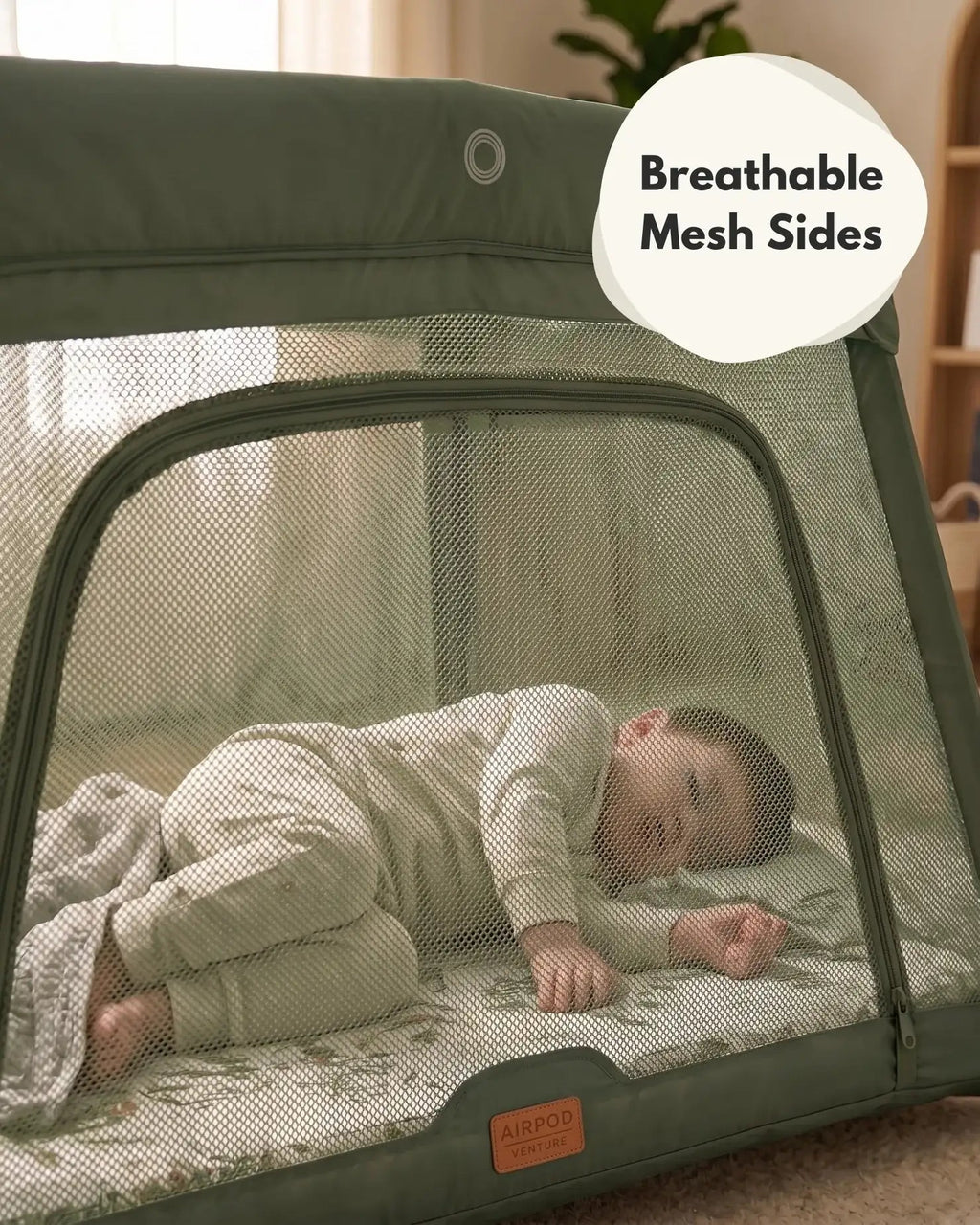 Airpod 3 Travel Cot Includes Newborn Bassinet Insert - Green - Baby&More