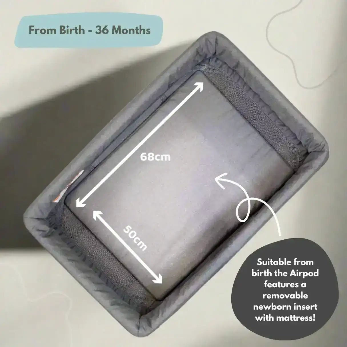 Airpod 3 Travel Cot Includes Newborn Insert - Light Grey - Baby&More