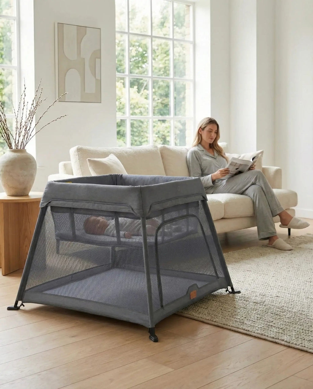 Airpod 3 Travel Cot Includes Newborn Insert - Light Grey - Baby&More