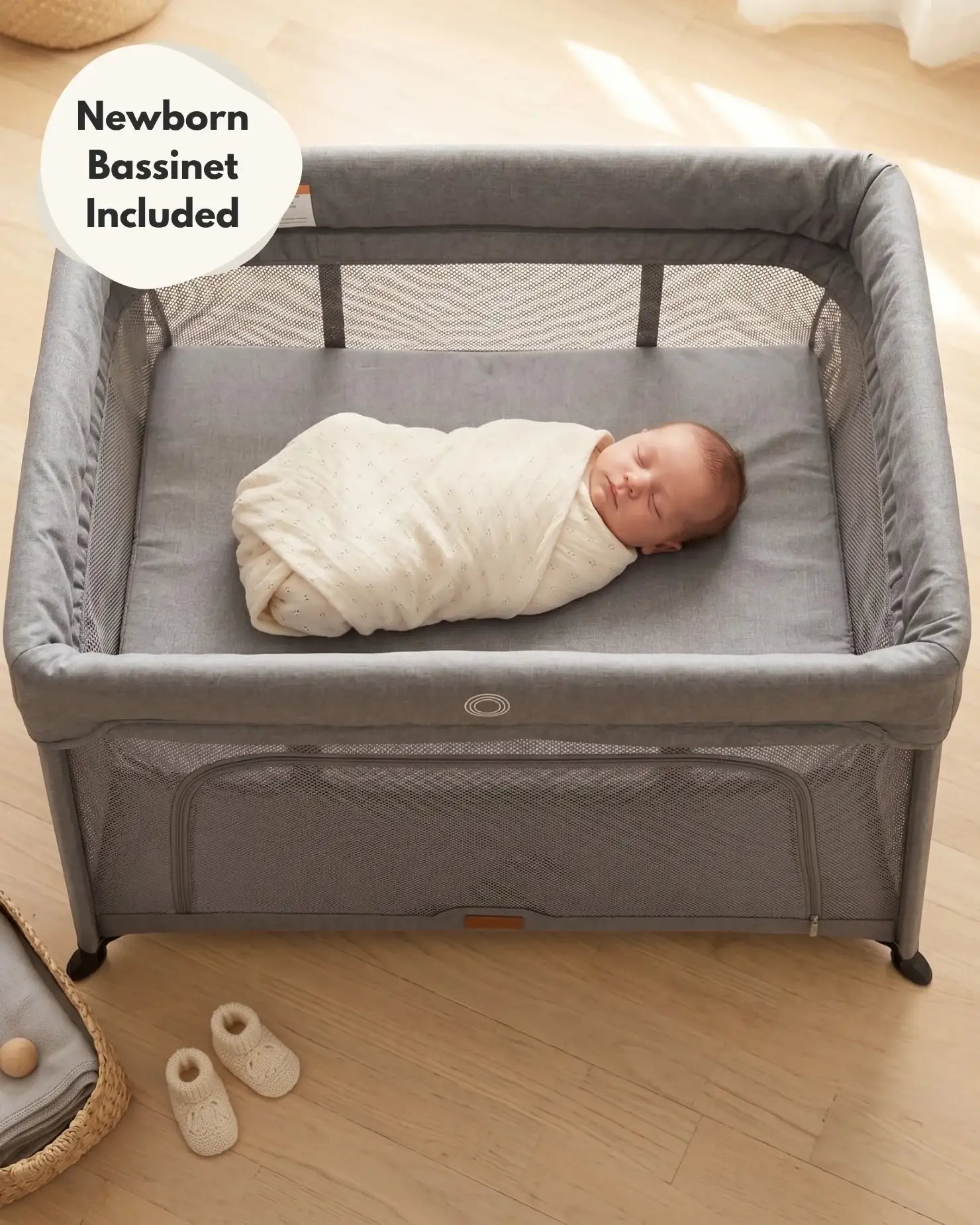 Airpod 3 Travel Cot Includes Newborn Insert - Light Grey - Baby&More