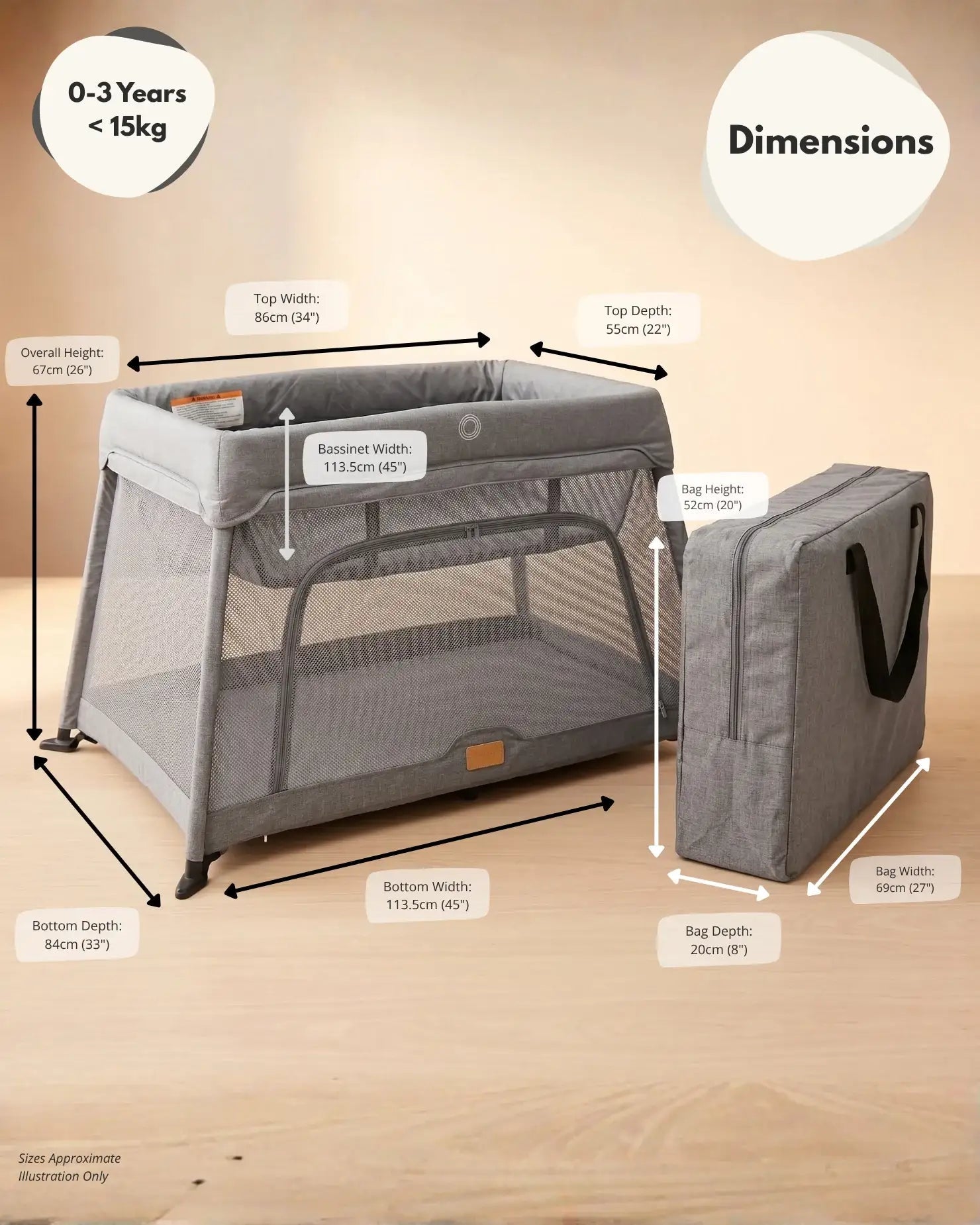 Airpod 3 Travel Cot Includes Newborn Insert - Light Grey - Baby&More
