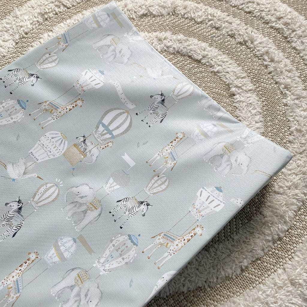 Anti - Roll Wedge Baby Changing Mat - Blue Hot Air Balloons Print - Baby&More