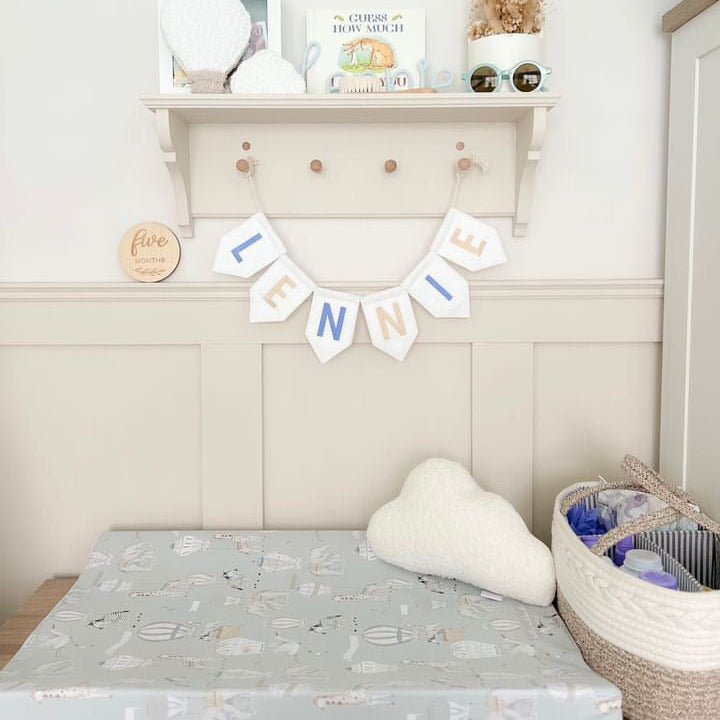 Anti - Roll Wedge Baby Changing Mat - Blue Hot Air Balloons Print - Baby&More