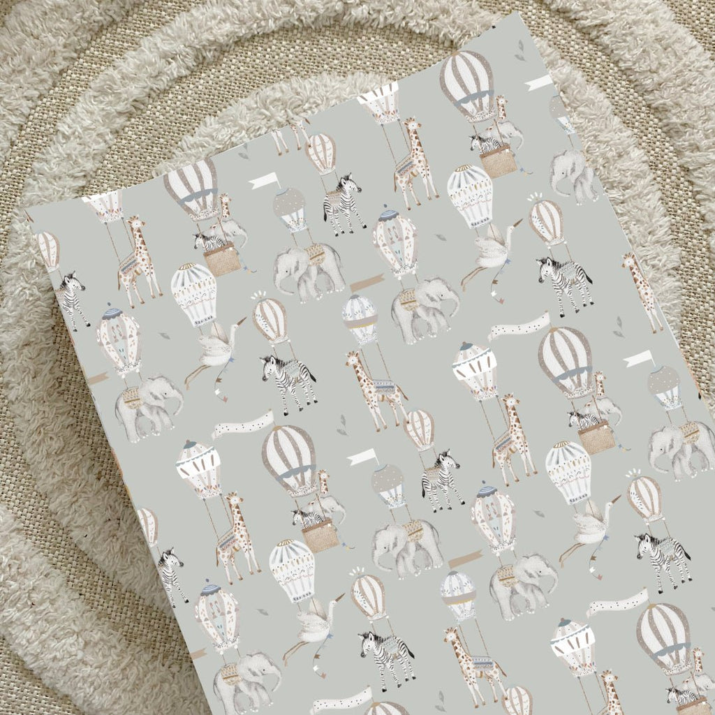 Anti - Roll Wedge Baby Changing Mat - Blue Hot Air Balloons Print - Baby&More