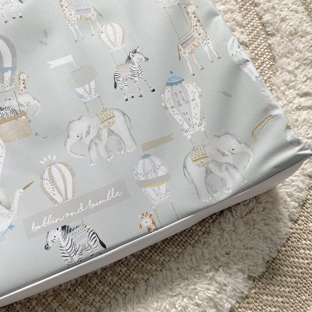 Anti - Roll Wedge Baby Changing Mat - Blue Hot Air Balloons Print - Baby&More