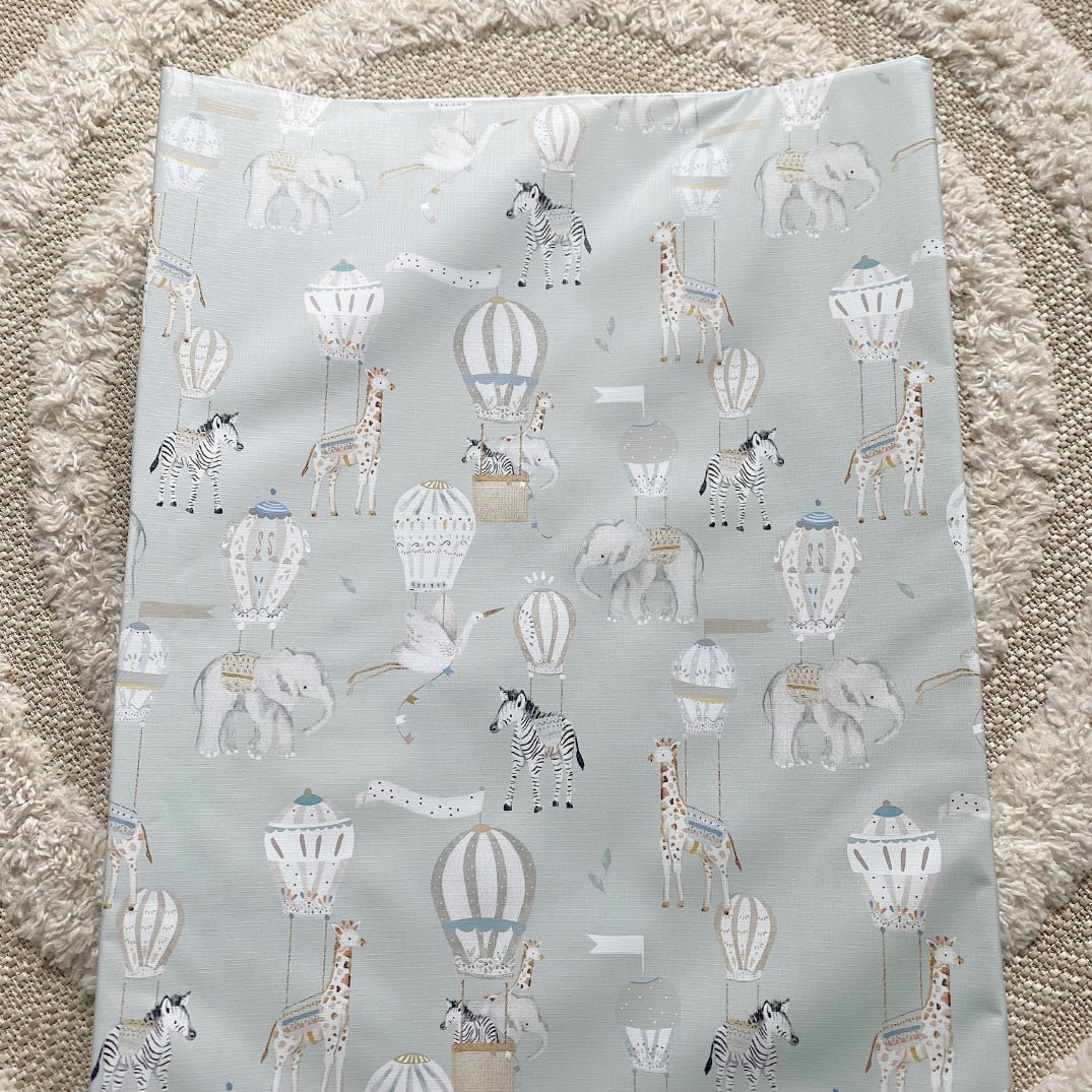 Anti - Roll Wedge Baby Changing Mat - Blue Hot Air Balloons Print - Baby&More