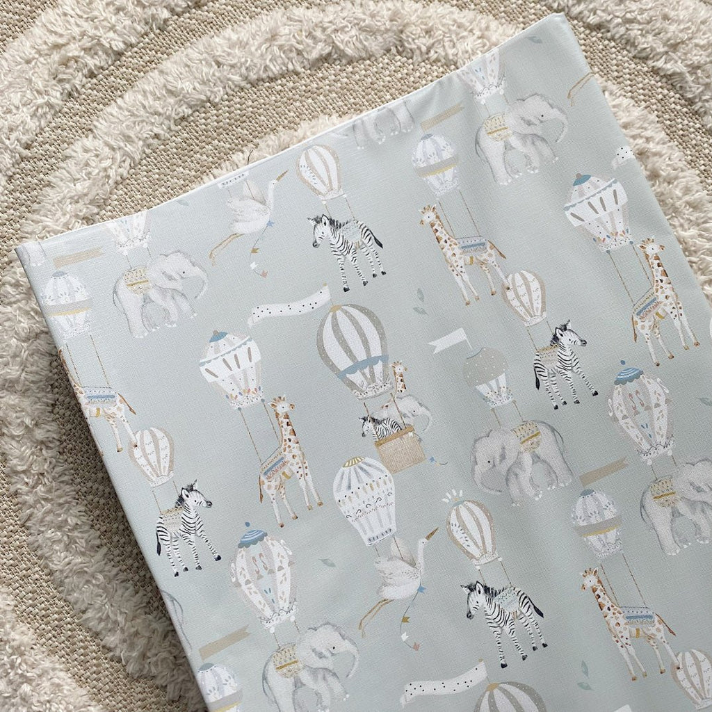 Anti - Roll Wedge Baby Changing Mat - Blue Hot Air Balloons Print - Baby&More