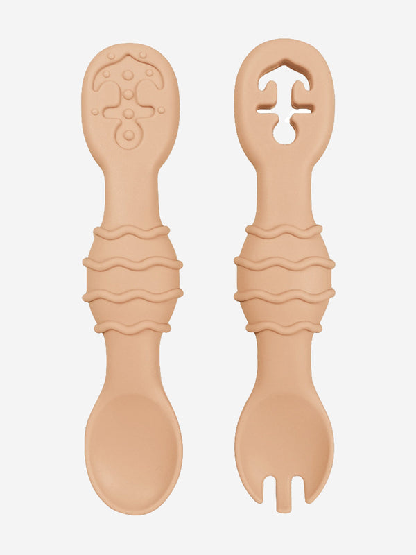 Bloom Bambini Silicon Spoon and Fork Set  - Peach