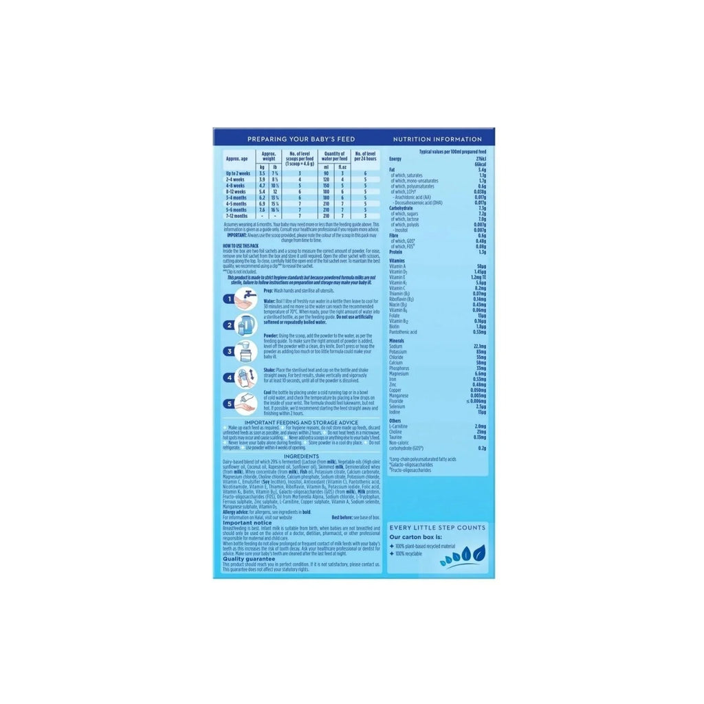 Aptamil 1 First Infant Milk Formula - from Birth 1.2kg (2x600g) - Baby&More