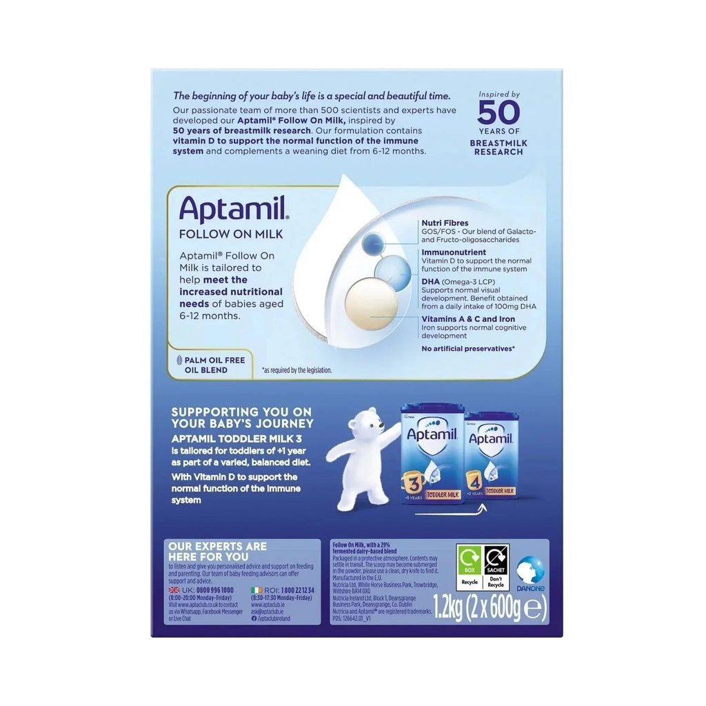 Aptamil 2 Follow On Milk Formula - 6 - 12 months 1.2kg (2x600g) - Baby&More