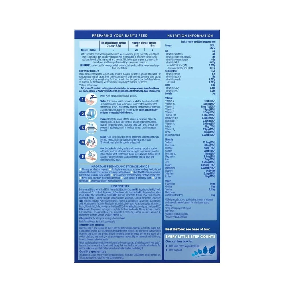 Aptamil 2 Follow On Milk Formula - 6 - 12 months 1.2kg (2x600g) - Baby&More