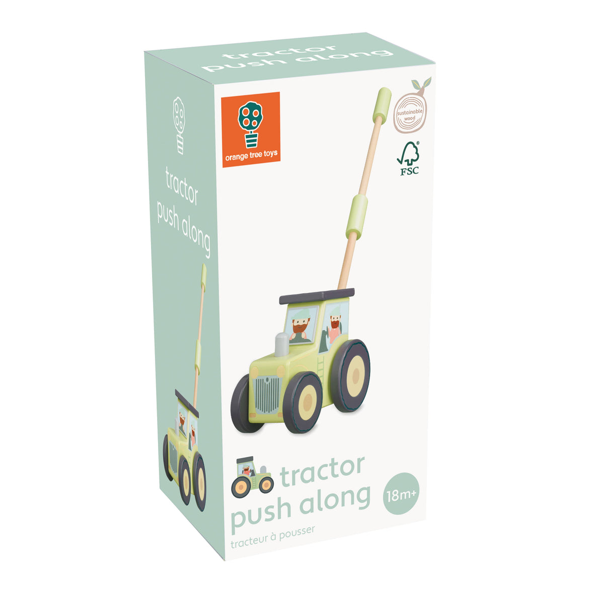 Orange Tree Toys - Tractor Wooden Push Along - Boxed