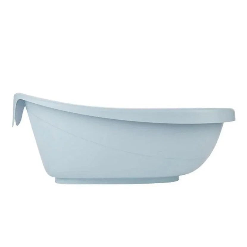 Light blue baby bathtub on a white background