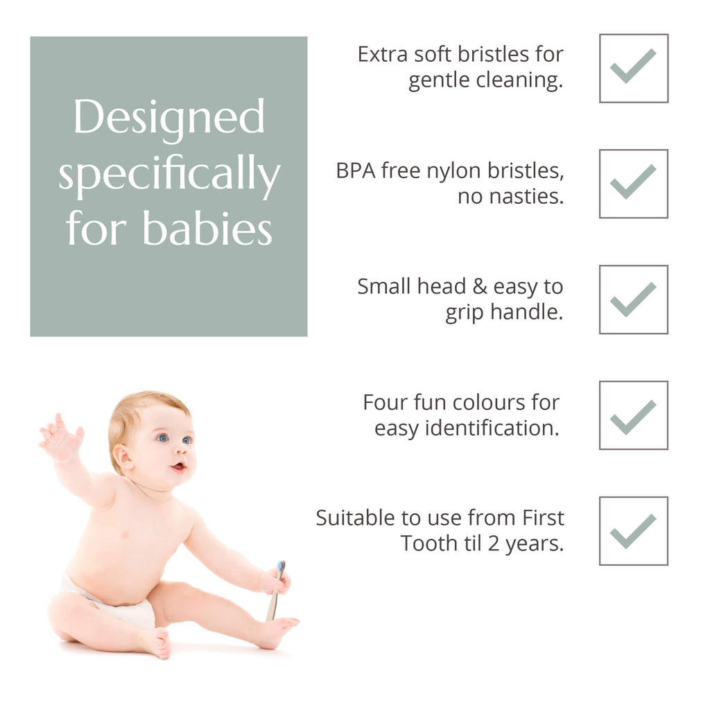 Baby Bamboo Toothbrush - 4 Pack - Extra Soft Bristles - Baby&More