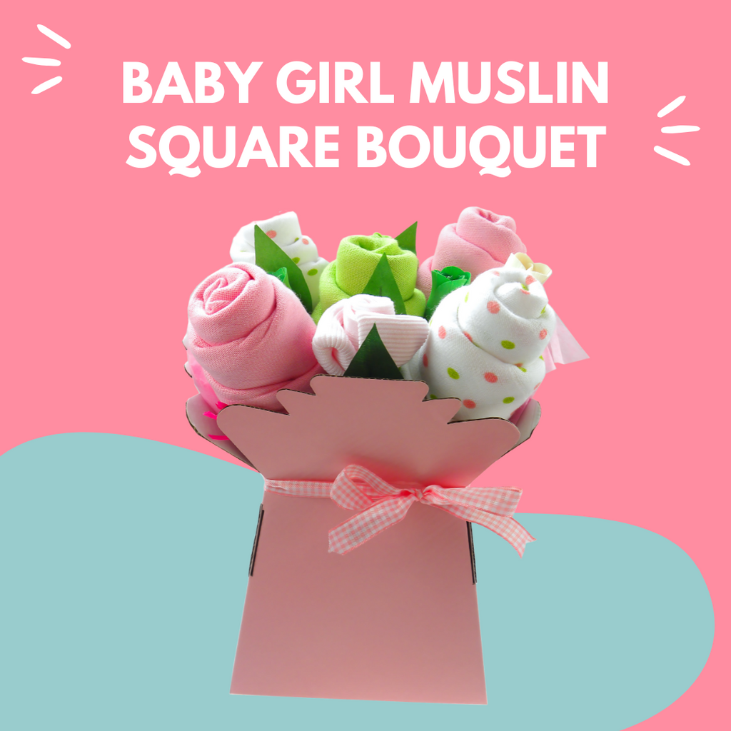 Say It Baby - Baby Girls Muslin Square Bouquet Gift