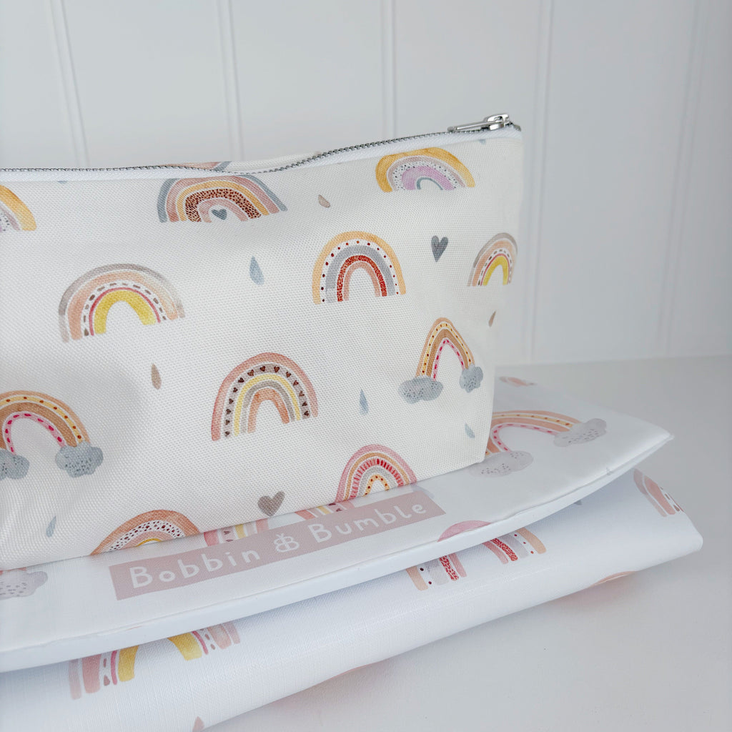 Bobbin and Bumble Nappy and Wipes Wallet / Bag - Beau Rainbow Print
