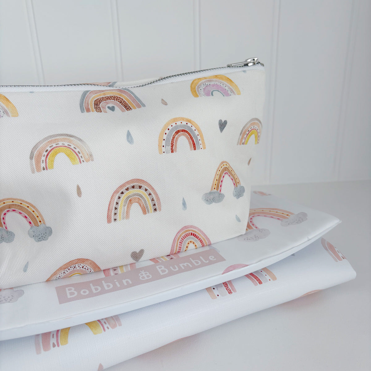 Bobbin and Bumble Nappy and Wipes Wallet / Bag - Beau Rainbow Print