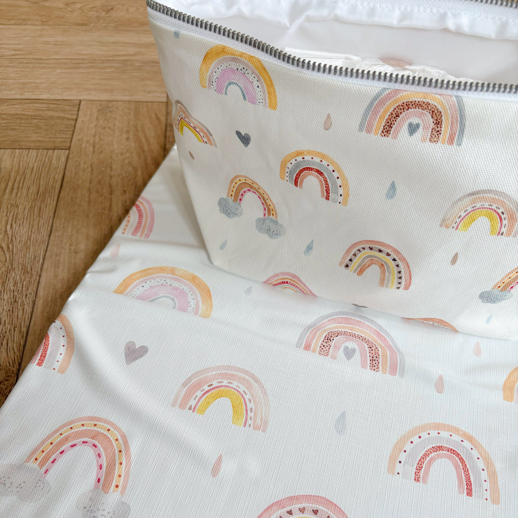 Bobbin and Bumble Nappy and Wipes Wallet / Bag - Beau Rainbow Print