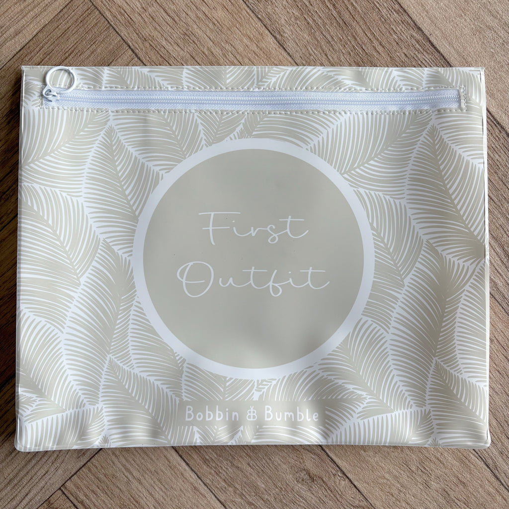 Bobbin and Bumble Hospital Bag Organiser Pouches - Unisex Beige Leaf Print