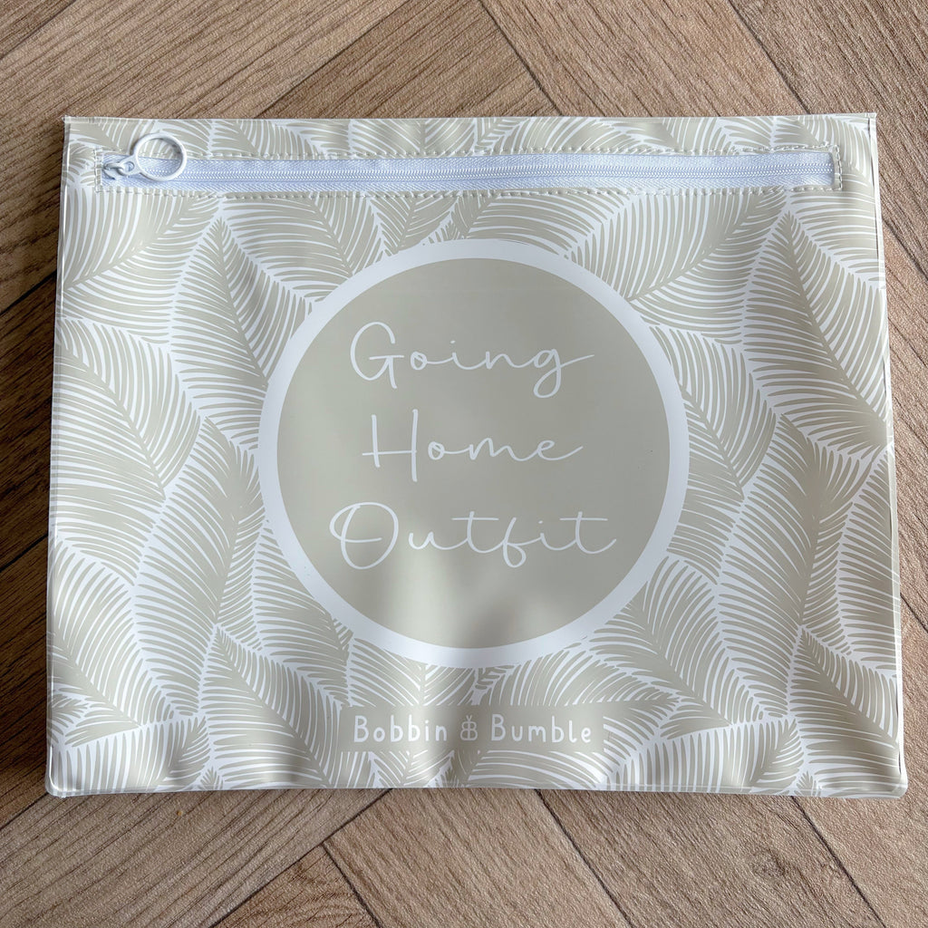 Bobbin and Bumble Hospital Bag Organiser Pouches - Unisex Beige Leaf Print