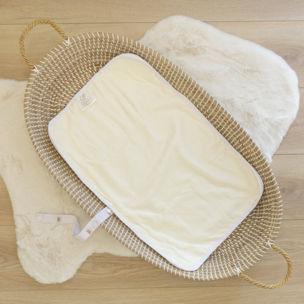 Baby Travel Changing Mats - Sunnies White with Camel - Baby&More