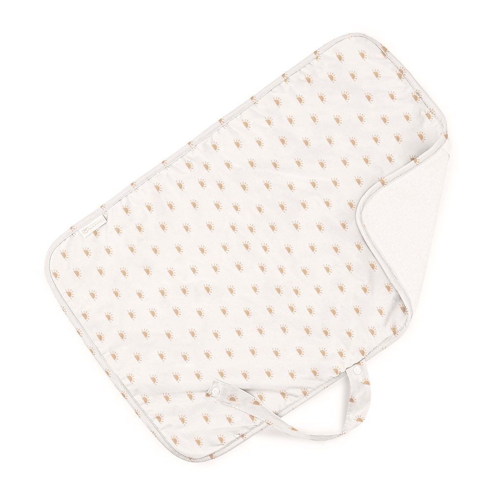 Baby Travel Changing Mats - Sunnies White with Camel - Baby&More