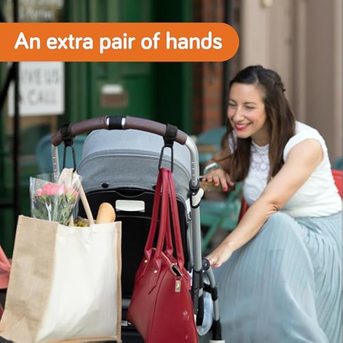 Baby Uma Leather - Style Buggy Bag Clips - 2 Pack - Black - Baby&More