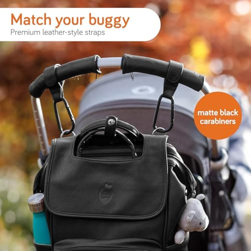 Baby Uma Leather - Style Buggy Bag Clips - 2 Pack - Black - Baby&More