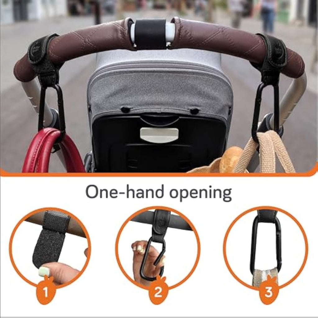 Baby Uma Leather - Style Buggy Bag Clips - 2 Pack - Black - Baby&More