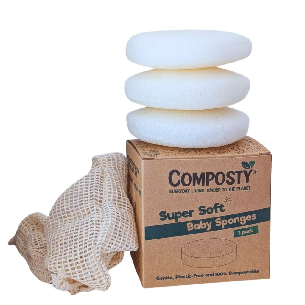 Composty Super-Soft Baby Bath Sponges – 3 Pack
