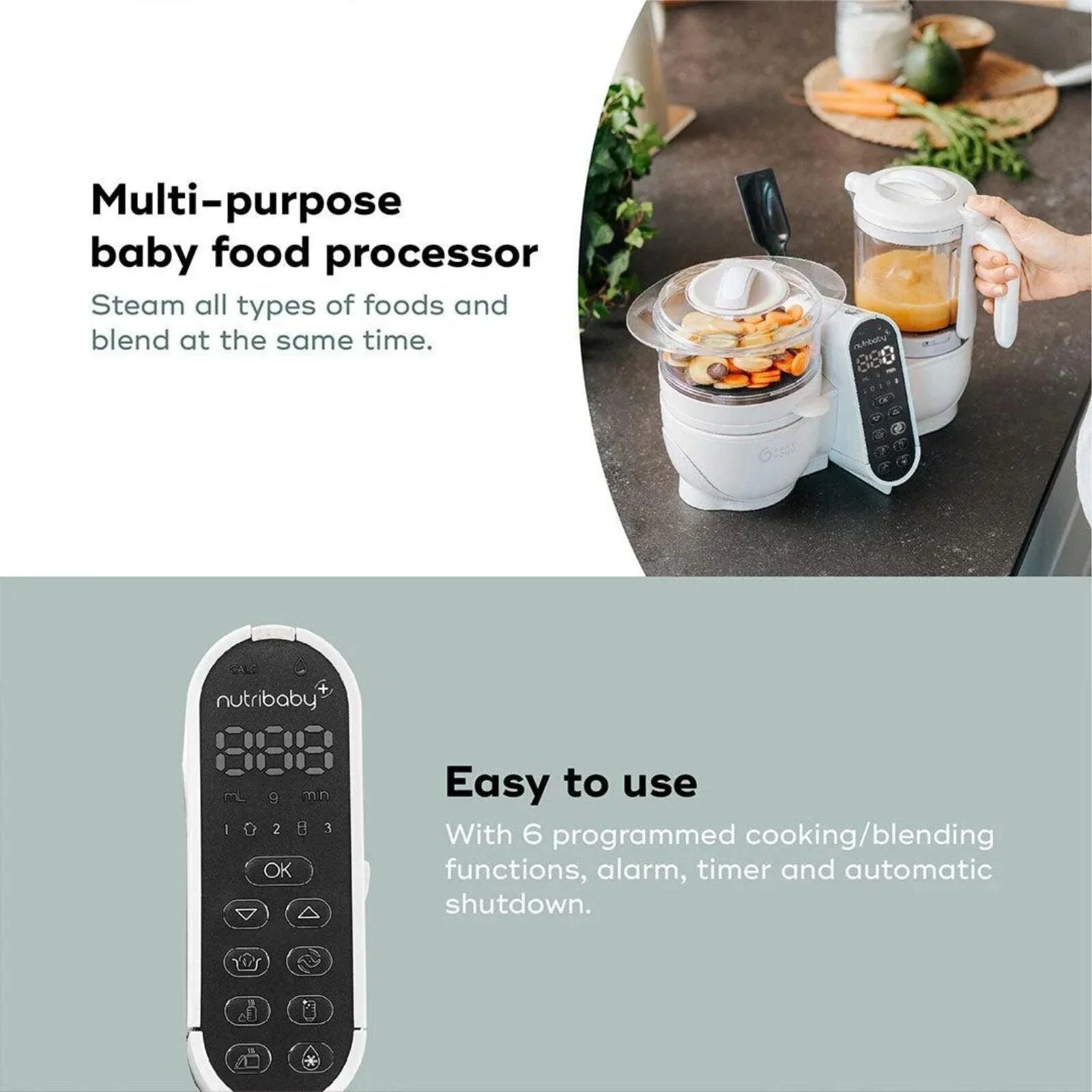 Babymoov Nutribaby (+) 6 - in - 1 Baby Food Maker - Mineral - Baby&More