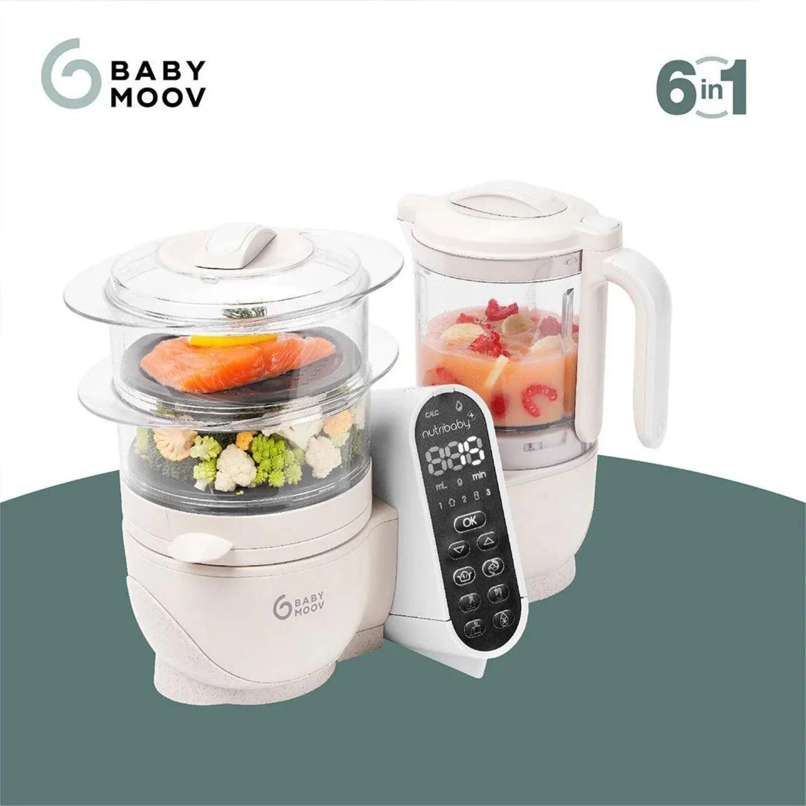 Babymoov Nutribaby (+) 6 - in - 1 Baby Food Maker - Mineral - Baby&More